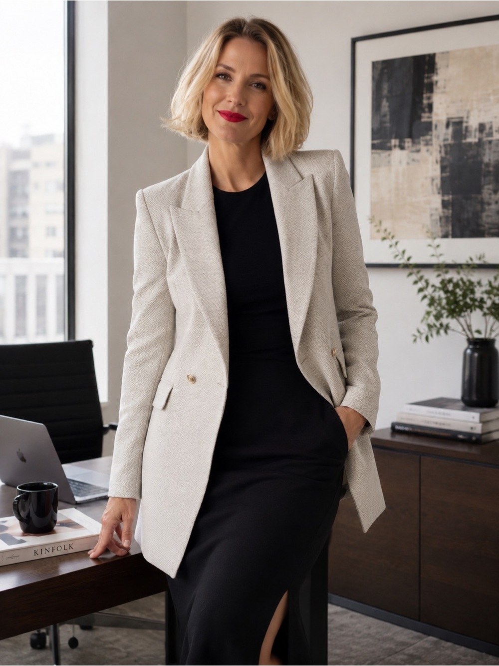 ZARA Textured Double Breasted Longline Blazer Jacket Size S